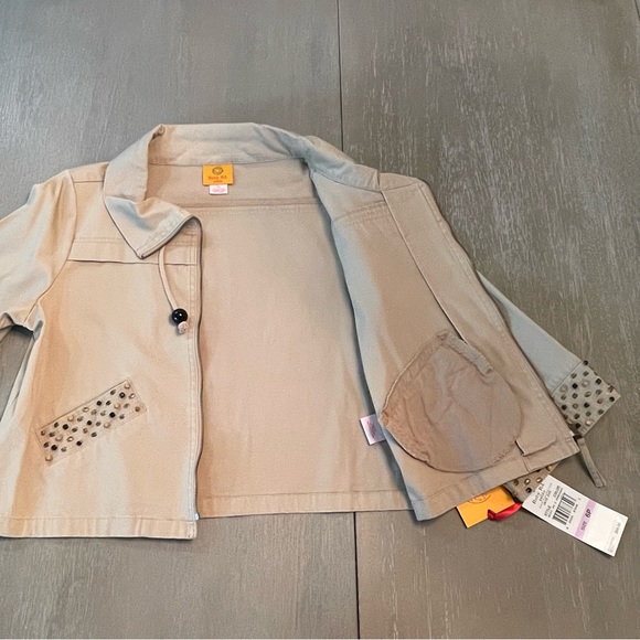 New Ruby Rd. Petite khaki zip up short jacket with stone embellishments -size 6P - Picture 5 of 12